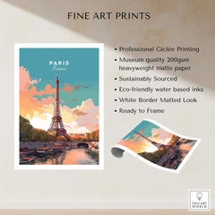 Paris Poster - Eiffel Tower showcasing a beautiful sunset view of the Eiffel Tower with elegant design elements.
