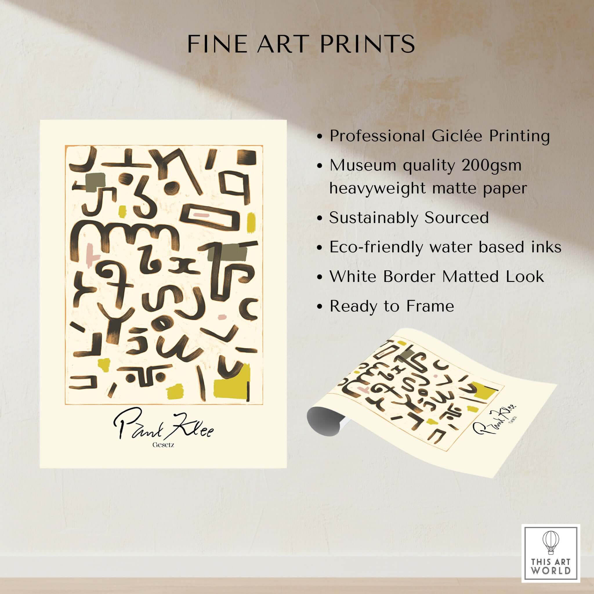 Paul Klee Gesetz Abstract Symbols Modern Art Print Wall Poster Decor featuring unique symbols and Giclée printing.