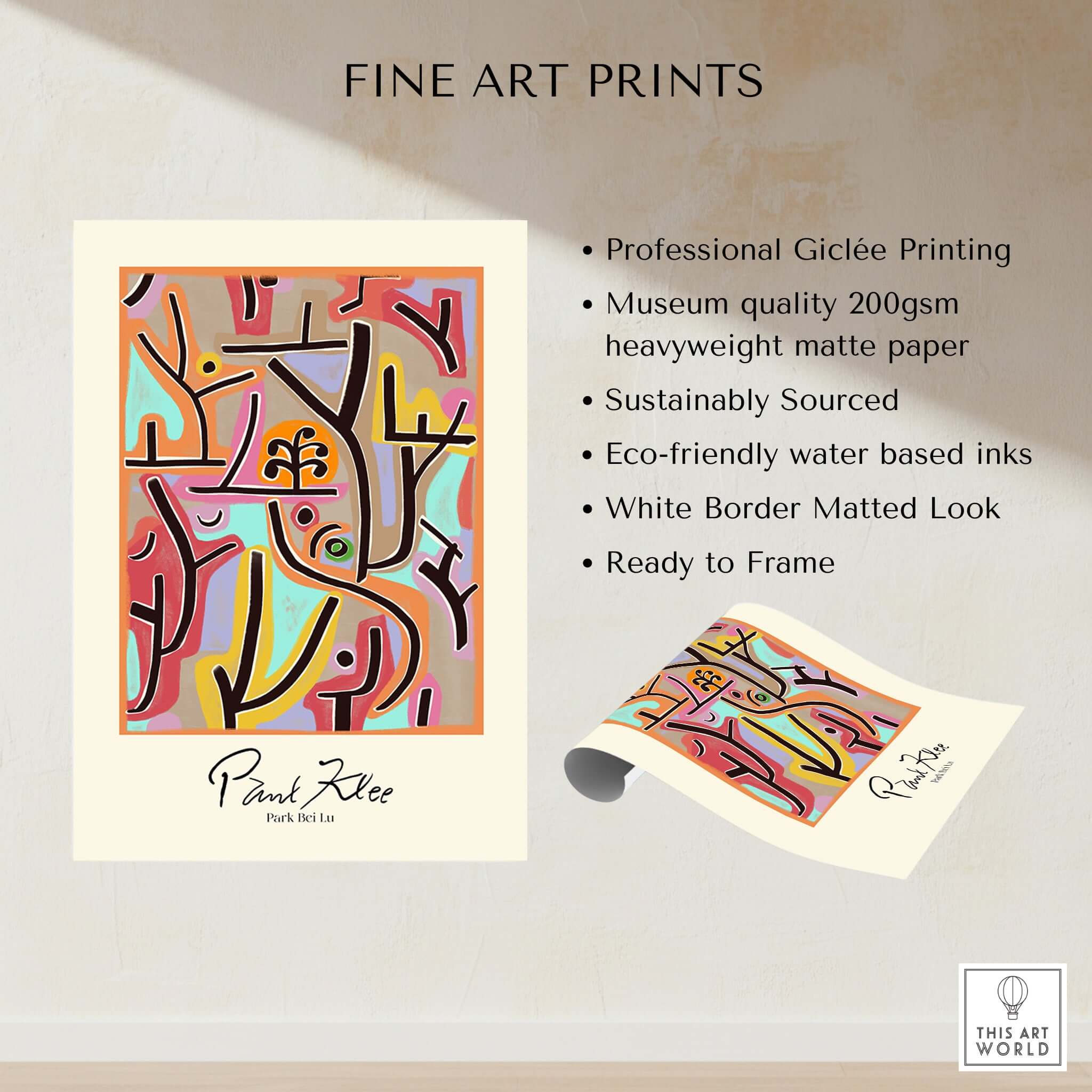 Paul Klee Park Bei Lu Colorful Abstract Landscape Poster Art Print showcasing vibrant abstract design and Giclée quality.