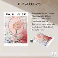 Paul Klee Blossoming Abstract Floral Modern Poster Art Print Decor featuring vibrant pink flower on textured background.
