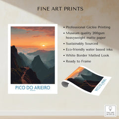 Pico do Arieiro Madeira fine art print with sunset mountain landscape, unframed poster details.