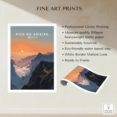 Pico do Arieiro Madeira fine art print with scenic mountain sunset, unframed wall art details.
