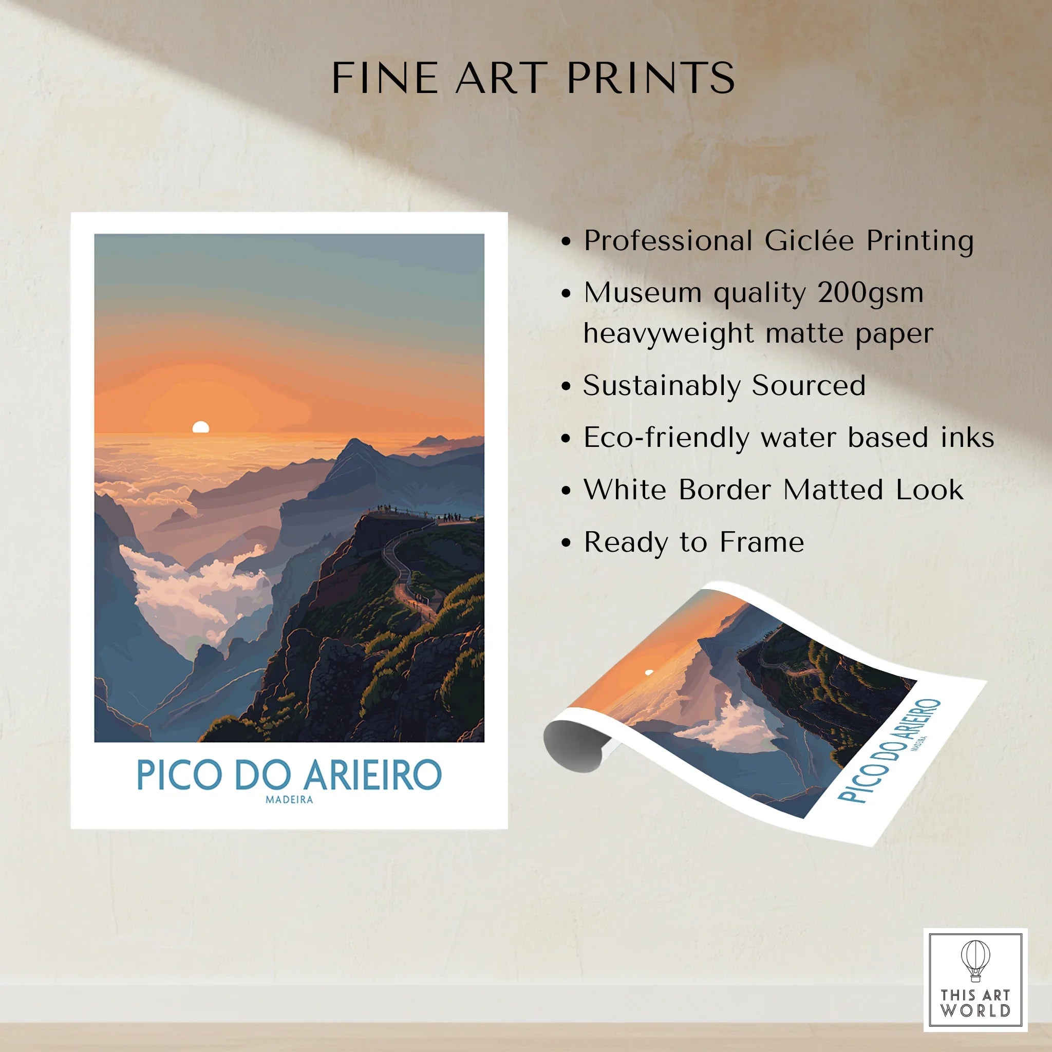 Pico do Arieiro Madeira fine art print featuring a scenic mountain sunrise landscape.