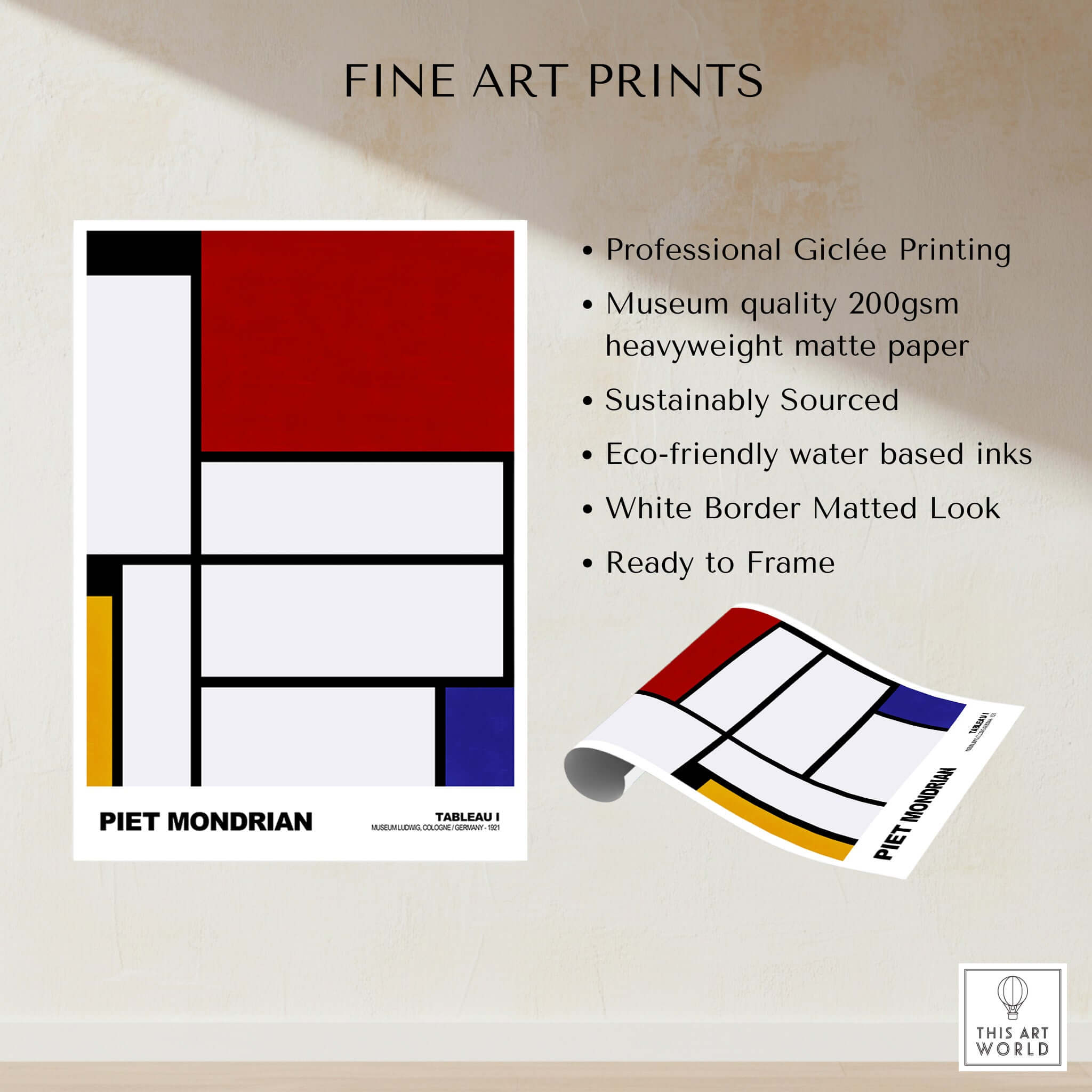 Piet Mondrian Tableau I 1921 Art Print - Abstract Poster – This