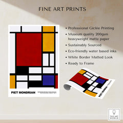 Piet Mondrian Composition Red Yellow Blue 1939 De Stijl Poster Geometric Abstract Print showcasing professional Giclée printing.