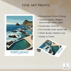 Porto Moniz Madeira art print with scenic ocean pool, rocky coastline, and fine art print details