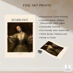 Rembrandt Lucretia 1664 Painting Art Print Baroque Historical Poster Wall Decor showcasing professional Giclée printing.