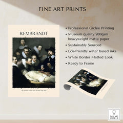 Rembrandt Anatomy Lesson Dr Tulp 1632 Group Portrait Art Print Dutch Master Poster features professional Giclée printing.