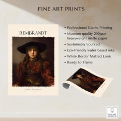 Rembrandt Girl Picture Frame 1641 Portrait Art Print Dutch Golden Age Poster Decor displayed with printing details.