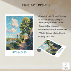 Richmond London fine art print featuring a riverside landscape, unframed with white border