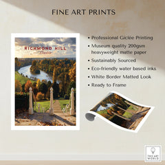 Richmond Hill London art print with scenic river view, unframed fine art poster display