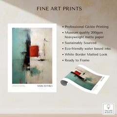 Rothko Inspired Abstract Red and Mint Art Print | Mid-Century Modern Wall Decor showcased on professional Giclée printed matte paper.