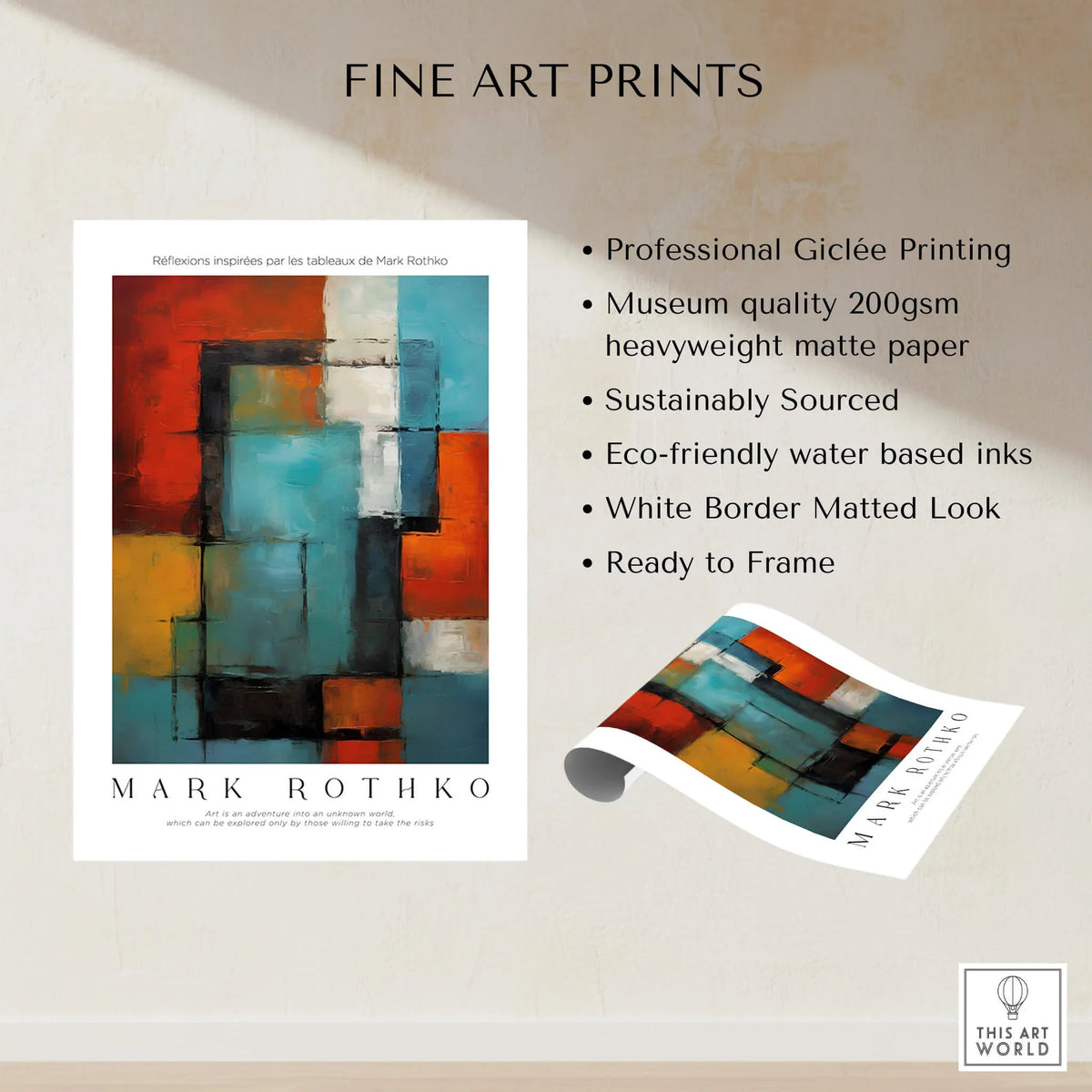Rothko Style Modern Expressionist Painting Poster | Contemporary Wall Art showcasing bold colors and textures.