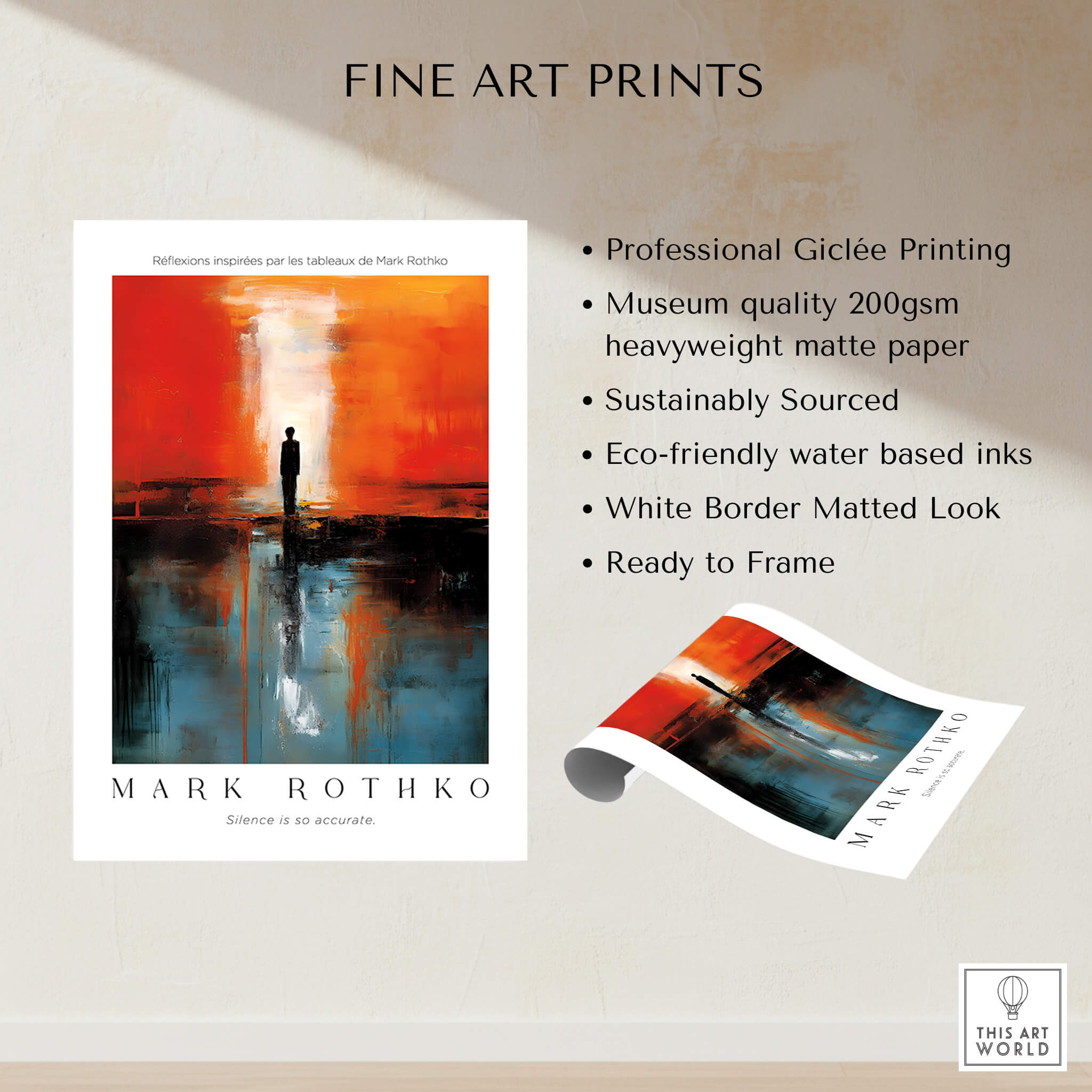 Rothko Style Minimalist Landscape Abstraction Print | Modern Wall Decor showcasing professional Giclée printing on heavyweight matte paper.
