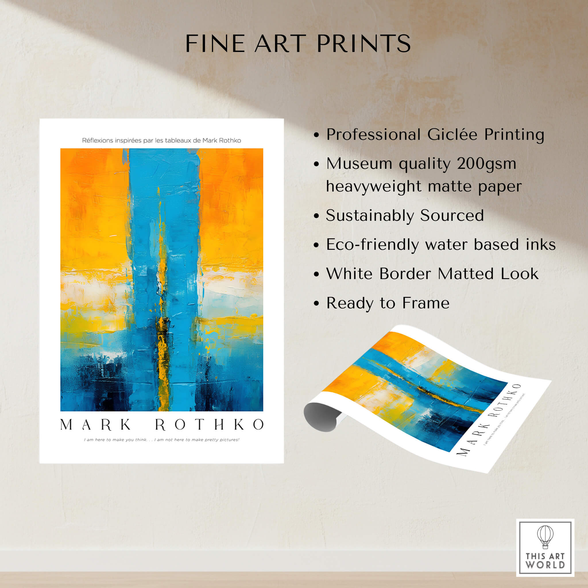 Rothko Style Color Block Abstraction Print | Modern Geometric Wall Art displayed as fine art print with details on quality and features.
