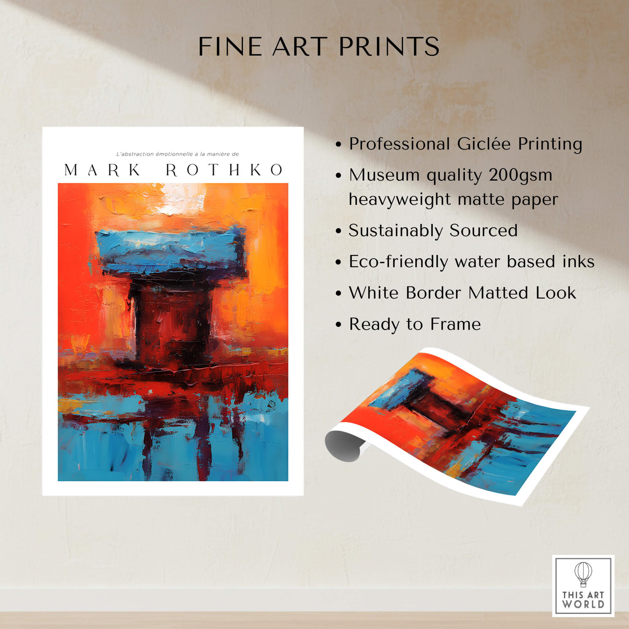 Rothko Style Bold Color Contrast Painting Print | Modern Wall Decor showcasing vibrant colors and professional Giclée printing.