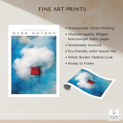 Rothko Style Minimalist Cloud Painting Print | Modern Abstract Wall Decor showcased with fine art prints details.