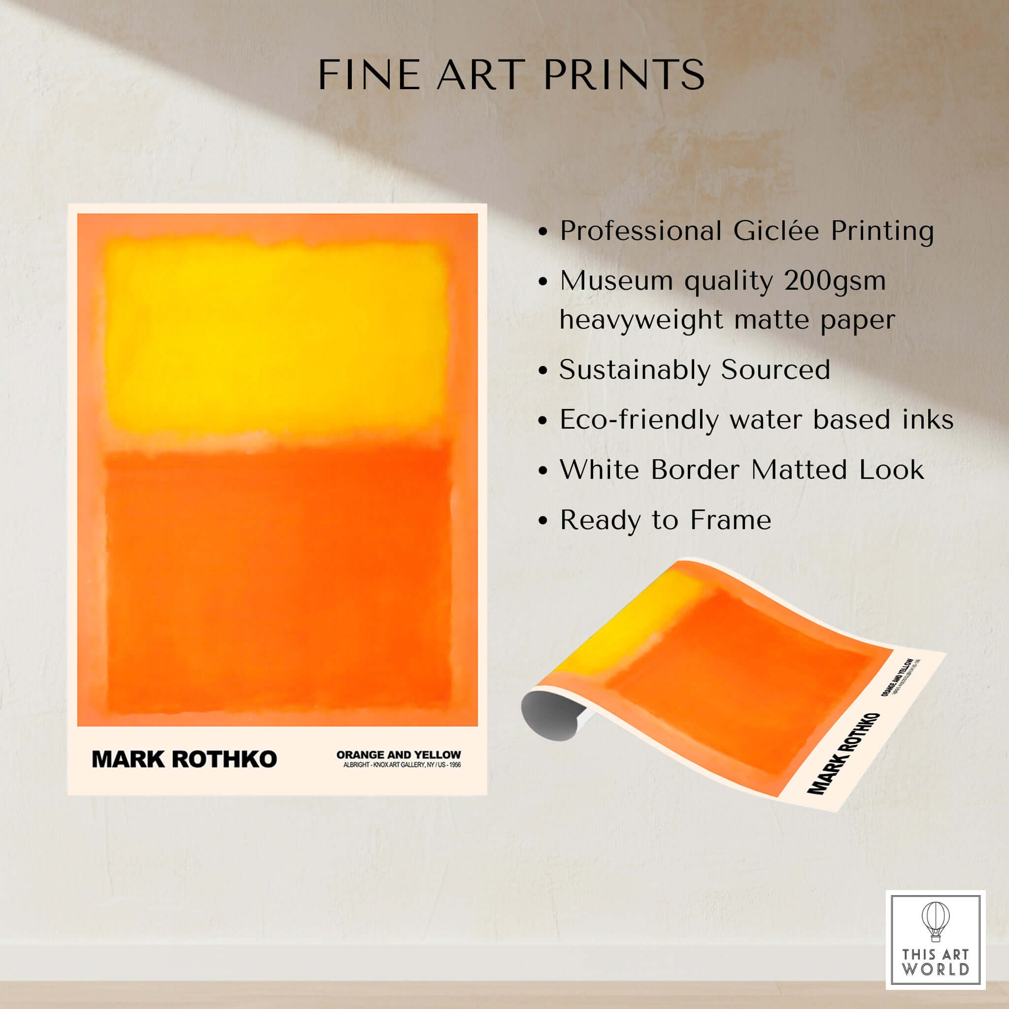 Mark Rothko Orange and Yellow 1956 Art Print – This Art World