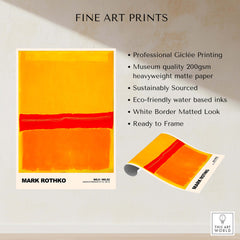 Mark Rothko No 5 No 22 Abstract Expressionist Print Red Orange Yellow Poster Wall Art features vibrant orange and red colors.