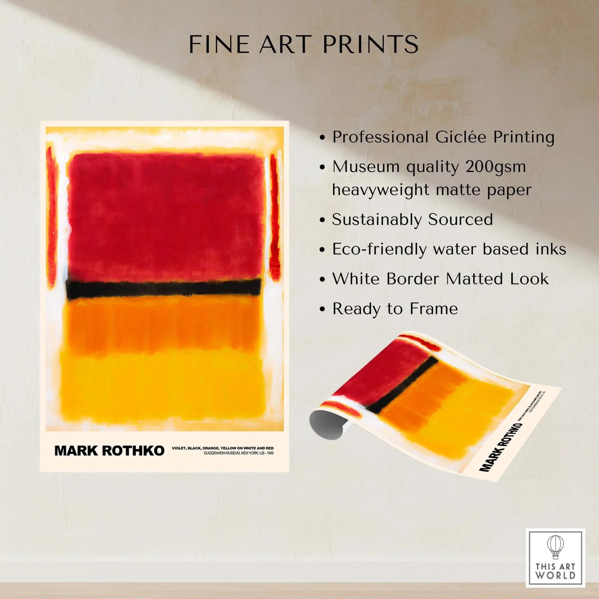 ★貴重　Mark Rothko ポートフォリオ 　作品集 Mark Rothko Violet Black Orange Yellow 1949 Art Print – This Art World