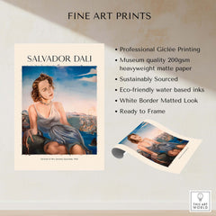 Salvador Dali Portrait Mrs Dorothy Spreckels 1942 Surrealist Seascape Art Print Poster showcasing fine art print details.