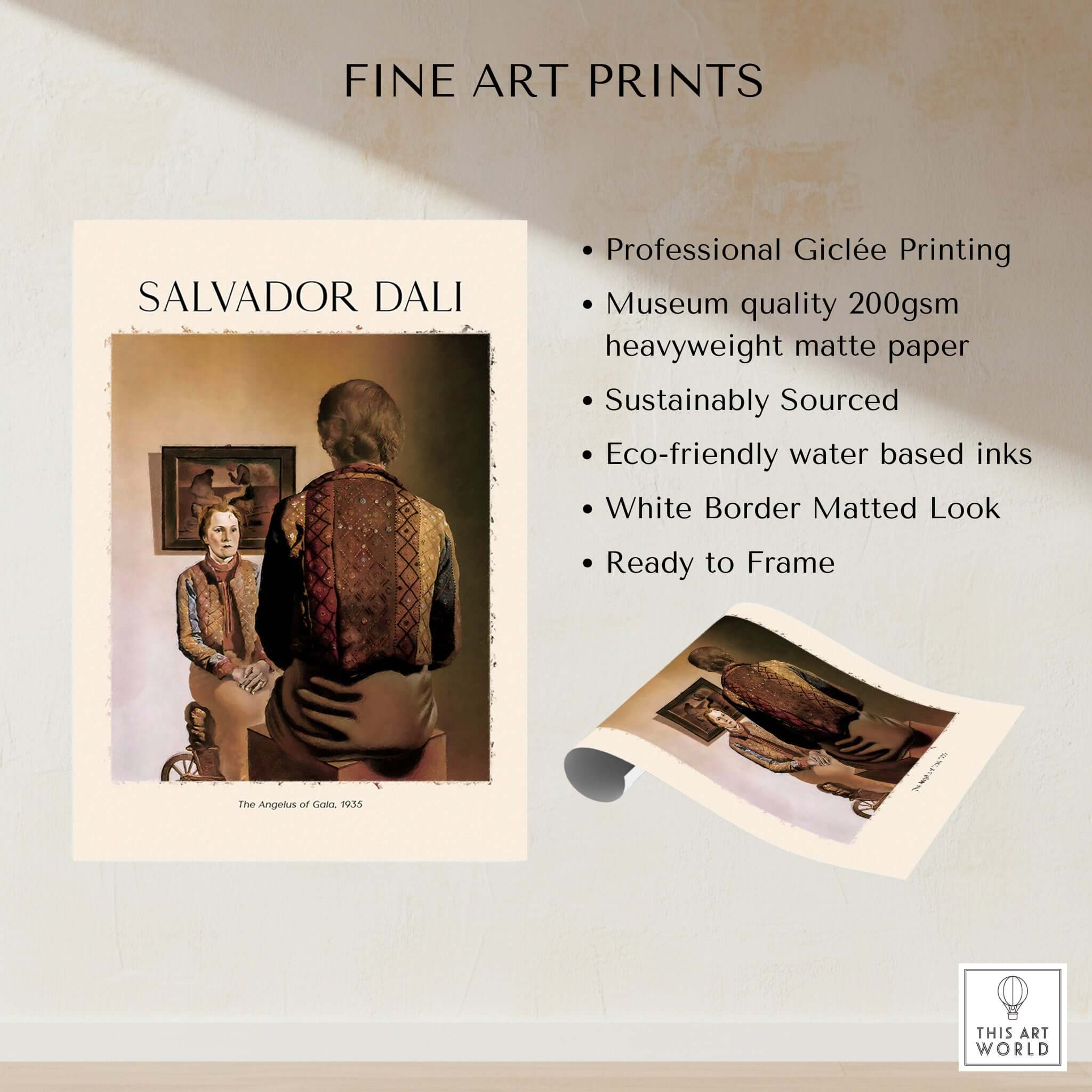 Salvador Dali The Angelus of Gala 1935 Surrealism Double Image Art Print Poster showcasing Giclée printing.