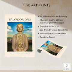Salvador Dali Portrait Madame Winston Churchill Guest 1958 Surrealist Society Print Poster with details of fine art print.