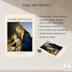 Botticelli Madonna of the Book Art Print Virgin Mary Child Religious Poster Wall Art with details of fine art quality.
