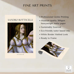 Botticelli Venus and Mars Detail Art Print Renaissance Portrait Poster Wall Art featuring museum quality Giclée printing.