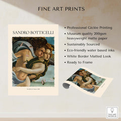Botticelli Birth of Venus Detail Zephyr Aura Art Print Renaissance Mythology Poster showcasing professional Giclée printing.