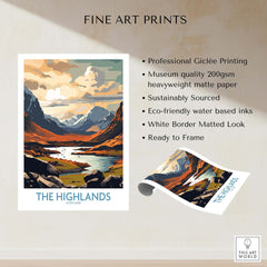 The Highlands Wall Art | Modern Style showcasing Scotland's stunning landscape in vibrant colors and details