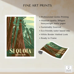 Sequoia National Park fine art print with towering redwood trees, unframed, matte finish