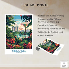 Singapore Gardens by the Bay Poster showcasing vibrant nature and iconic architecture in a stunning fine art print.