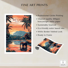 Sri Lanka Elephant Art - South Asia Travel Print, Wildlife Wall Decor featuring a majestic elephant in vibrant colors.