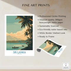Sri Lanka Canvas Print | Traditional Boat Scene Poster showcasing a coastal landscape with traditional boats.