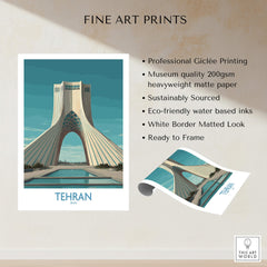 Tehran Poster Iran | Azadi Tower Sunset Architecture Canvas Print showcasing the iconic monument in a stunning design.