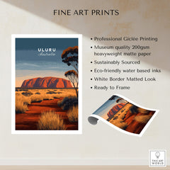 Uluru Australia Wall Art Print | Red Center Outback Travel Poster featuring professional Giclée printing and sustainable materials.