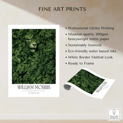 William Morris Prints - In the Depths of the Jungle Foliage Botanical Art Print showcasing a big cat among lush green leaves.