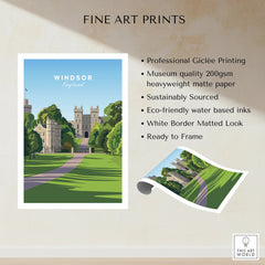 Windsor England fine art print showing castle, greenery, and path on heavyweight matte paper