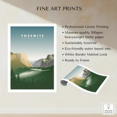 Yosemite National Park fine art print unframed, minimalist landscape wall art poster