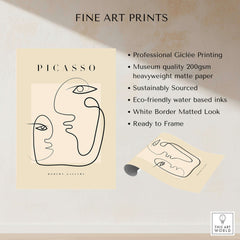 Picasso Interacting Abstract Faces Line Art Modern Gallery Minimalist Print Poster featuring elegant line art design.