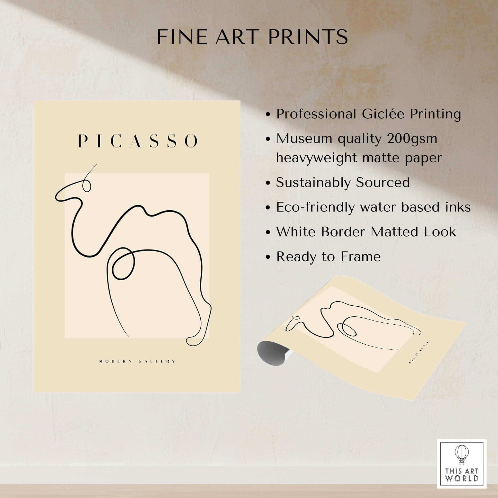 Picasso Camel Line Art Minimalist Animal Poster Modern Gallery Print Wall Art with eco-friendly features and Giclée printing.