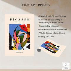 Picasso Geometric Face Abstract Art Print Colorful Cubist Portrait Poster Artwork Collection details with Giclée printing and museum quality.