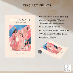 Picasso Les Demoiselles d Avignon Inspired Art Print Abstract Figures Poster Artwork Collection showcasing fine art print details.