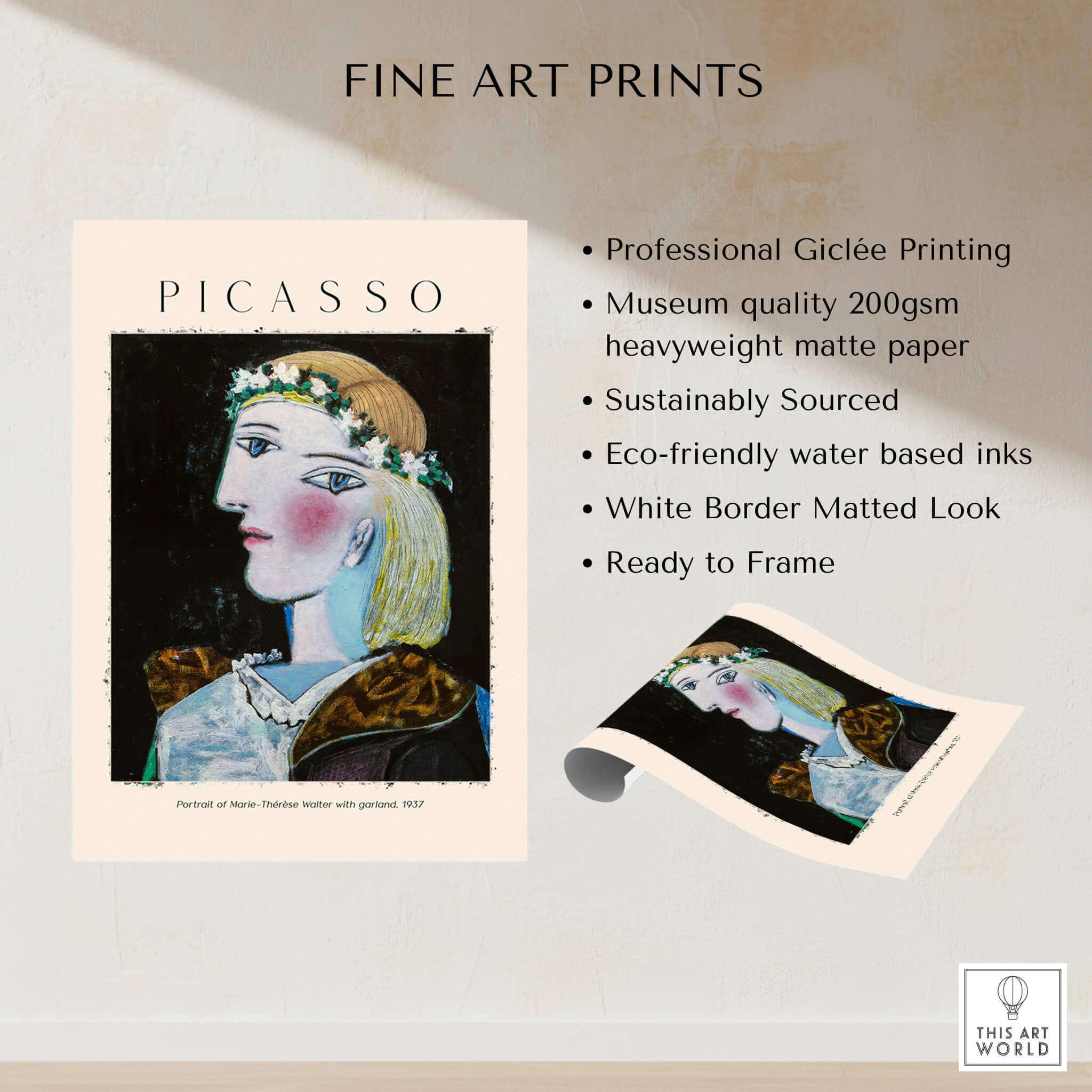 Picasso 1937 Portrait of Marie Thérèse Art Print – This Art World