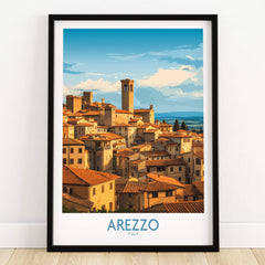 Arezzo Italy Travel Poster - Canvas Print showcasing picturesque landscapes and architecture of Arezzo.