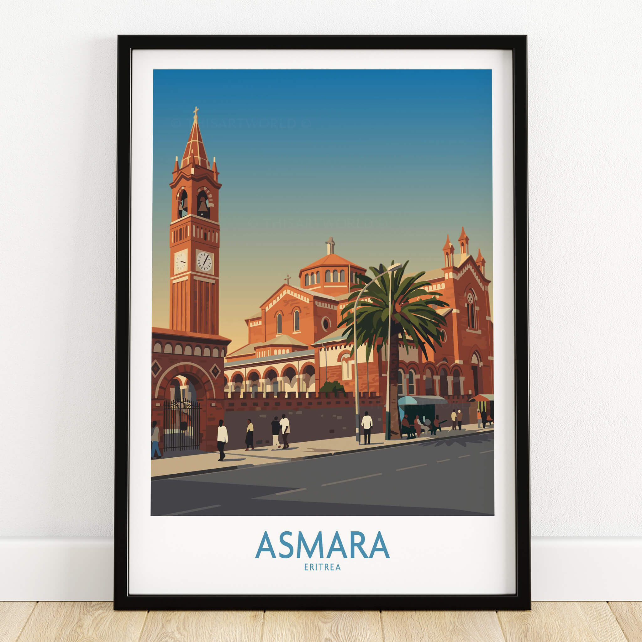 Asmara Eritrea Wall Art – Historic Architecture and City Street Decor Poster showcasing iconic city architecture.
