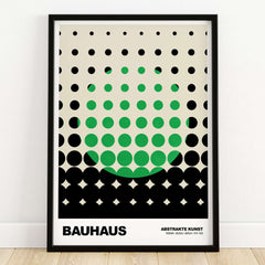 Bauhaus Exhibition Prints - Abstract Circle Pattern Art Print Green Black Dot Gradient featuring circles in green and black.
