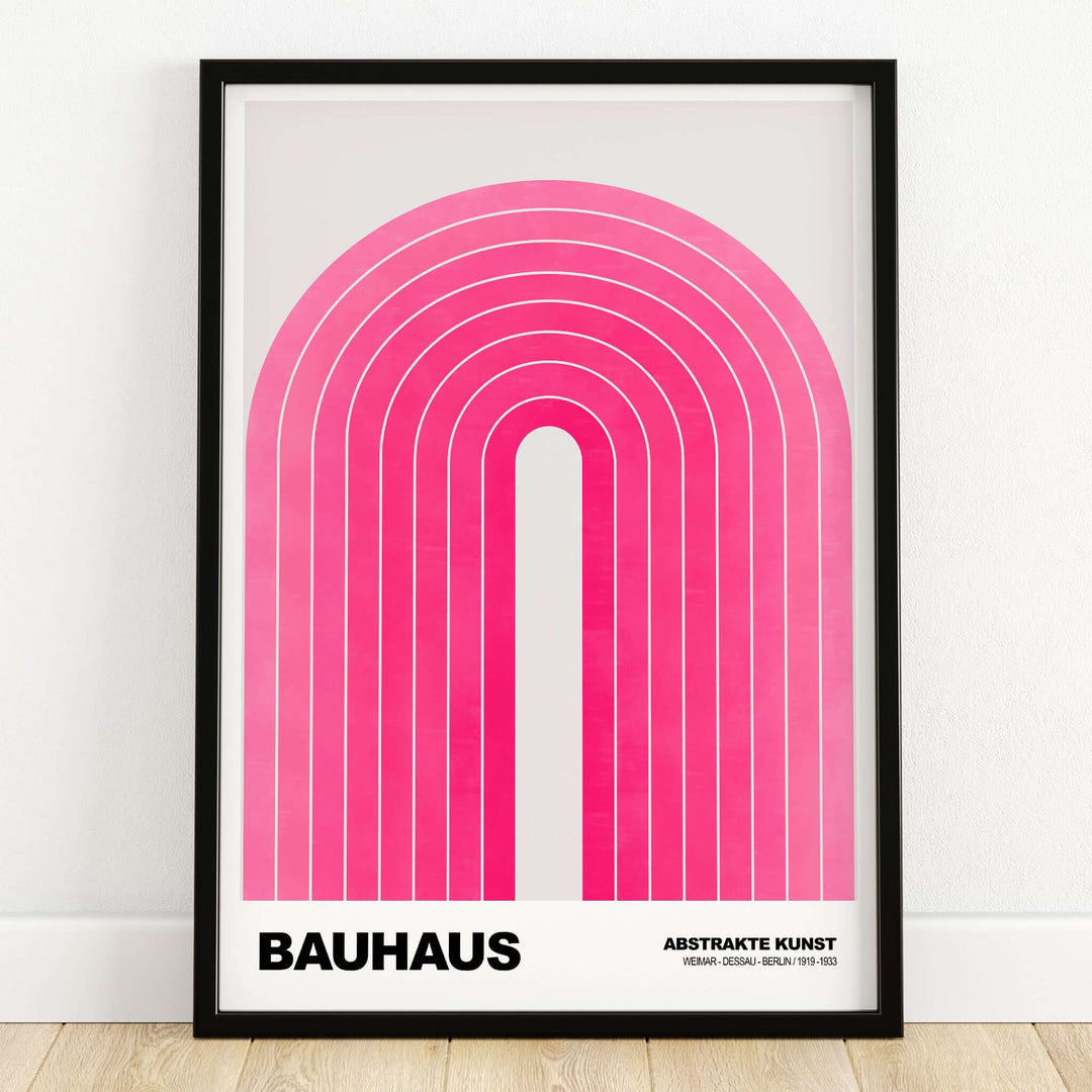 Bauhaus Exhibition Prints - Concentric Pink Arch Poster Minimalist Geometric Art vibrant pink arch design
