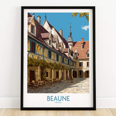 Beaune France Print – Hospices de Beaune Wall Art showcasing charming architecture and vibrant colors.